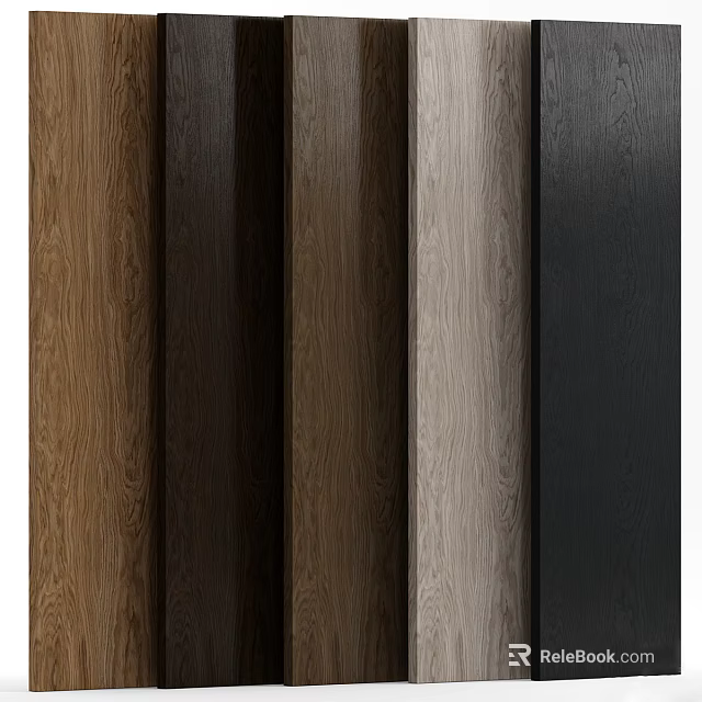 Modern Wooden Wall Paneling With Various Wood Grain Textures And Color Options 3d model 