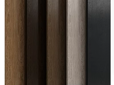 Modern Wooden Wall Paneling With Various Wood Grain Textures And Color Options 3d model