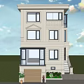 Two Story Detached Villa Exterior Design With Windows Stairs And Garden Plants