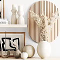 Stylish Decorative Ornament Set With Abstract Sculptures Ceramic Vases Decorative Books And Geometric Prints