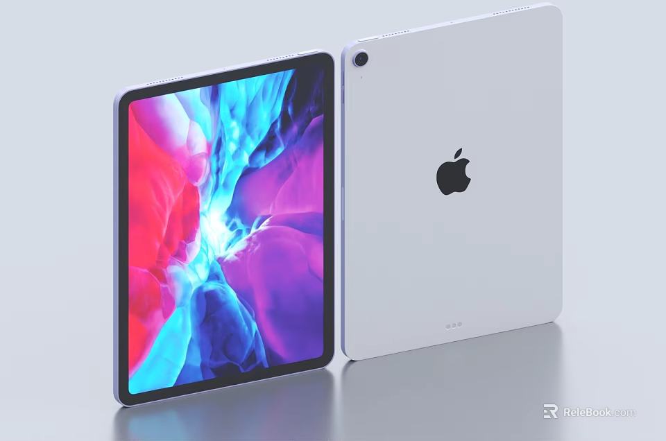 Apple iPad Modern Digital Tablet With White Body And Colorful Display Screen 3d model 