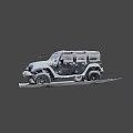 Black Jeep SUV Covered In Snow Standing In Winter Outdoor Snowy Scene