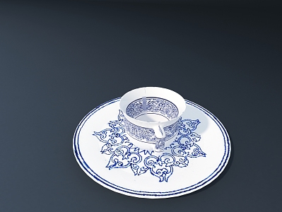 New Chinese-style Blue and White Porcelain Pottery Pot Ware Sick Character Sick 3d model