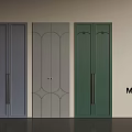 Modern Wardrobe Doors In Gray Beige Green With Metal Handles And Diamond Pattern