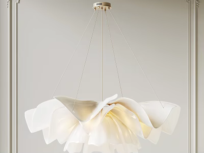 Elegant White Petal Shaped Chandelier With Soft Lighting For Interior Decor 3d model