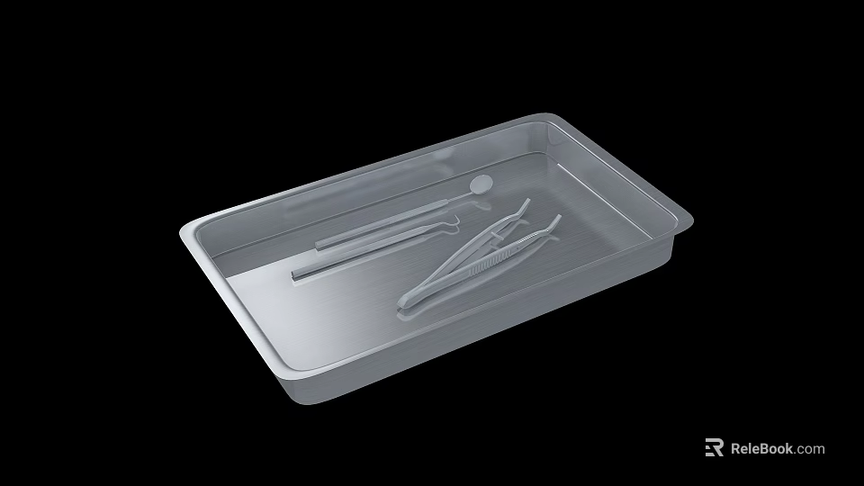 Medical Equipment Surgical Tray With Stainless Steel Instruments For Operating Room 3d model 