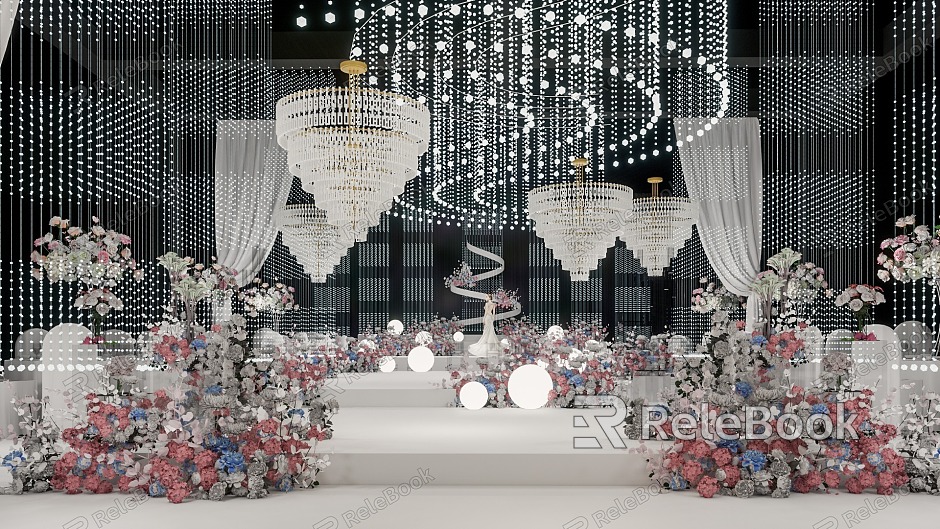 Modern Wedding Scene White Dream Wedding Hotel Ballroom model