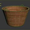 Adorable Kitten Resting In Round Orange Woven Basket With Handles