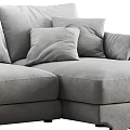 Modern Gray L Shaped Sofa With Multiple Plush Cushions And Chaise Design 3d model