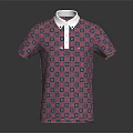 Stylish Short Sleeved Polo Shirt With White Collar And Pink Blue Geometric Pattern