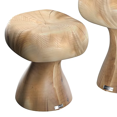 Mushroom Shaped Wooden Stools With Natural Texture 3d model Mushroom Shaped Wooden Stools With Natural Texture 3d model