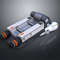Futuristic Sci Fi Weapon With Mechanical Structure Gray White Body And Orange Details 3d model