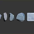 Blue Stones With Various Shapes Including Cube And Irregular Forms On Black Surface With Reflections 3d model