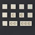 Modern Socket Switch Socket Champagne Gold Brushed Panel Household Five-hole Multi-hole Concealment One Open Double 3d model