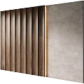 Modern Wooden Striped Wall with Gray Textured Surface in Interior Design Lighting Effect
