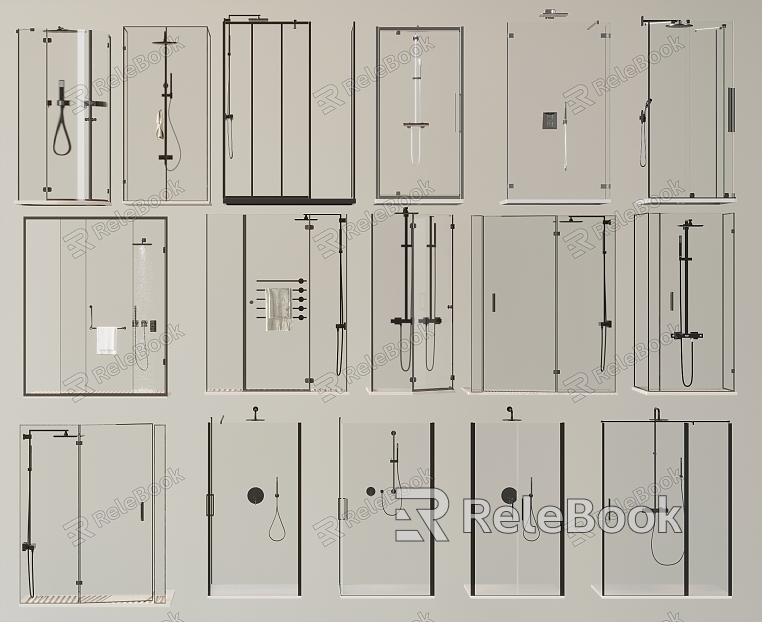 Shower glass door nozzle arc shower glass partition model