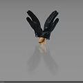 Black Leather Gloves Displayed On Wooden Hand Models With Smooth Surface 3d model