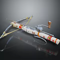 Handcrafted Crossbow Featuring Wooden Grip Metal Frame And Colorful Decorative Patterns