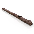Natural Plant Wood Log With Textured Surface And Small Black Object On White Background