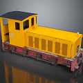 Yellow Train with Black Roof Red Base and Side Windows and Doors