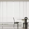 Elegant Interior with Full Length White Blinds Covering Windows and Dining Table 3d model