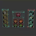 Black Industrial Metal Frames With Multiple Circular Holes And Three Units