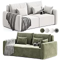 Two Seater Sofa With Pillows Blanket Decorative Balls And Color Options