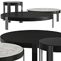 Modern Round Coffee Tables With Black Frame And Marble Top Design 3d model