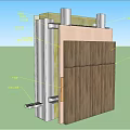 Structural Building Wall Assembly With Metal Frame Stud Insulation Sheathing And Wood Panel 3d model