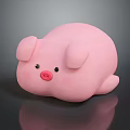 Soft Pink Pig Plush Toy With Chubby Round Lying Down Design 3d model