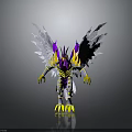 Woman Themed Creature With White Wings Purple Yellow Decor Yellow Claws And Gray Background