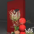 Red Photo Check In Spot with Circular Cutout Red Lanterns Greenery Fu Character Life Style