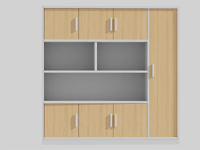 Wooden File Cabinet With Modern Design Cabinet Doors And Open Shelves For Office Storage 3d model