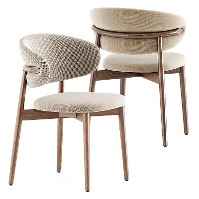 Modern Fabric Upholstered Dining Chairs With Wooden Frame And Comfortable Backrest Design 3d model