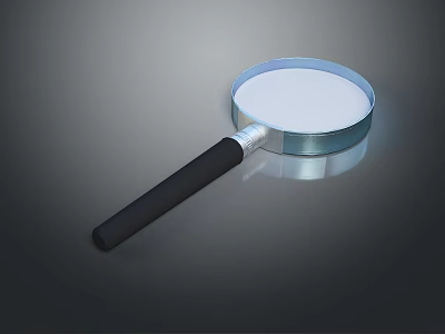 Magnifying Glass With Black Handle And Clear Glass Lens On Gray Surface 3d model