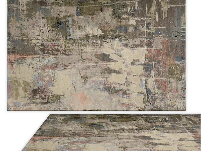 Abstract Art Style Square Area Rug With Muted Tones And Textures 3d model