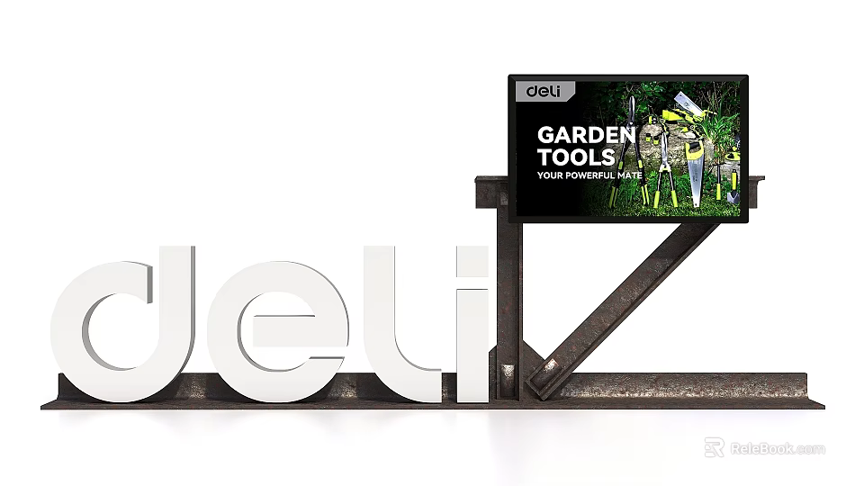 Deli 3D Letters Display With Garden Tools Billboard And Metal Stand 3d model 