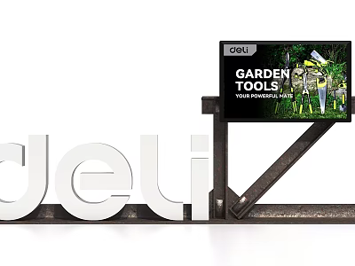 Deli 3D Letters Display With Garden Tools Billboard And Metal Stand 3d model