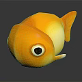 Cute Yellow Aquatic Animal Fish with Big Round Eyes and Rounded Body