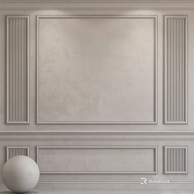 Elegant Background Wall With Decorative Moldings And Light Tone 3d model 