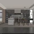 Modern Dining Table Set With Black Glass Top Brown Chairs Light Rug And Large Windows