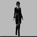 A Woman Wearing Black Uniform Coat With Gold Trim White Shirt And Long Boots