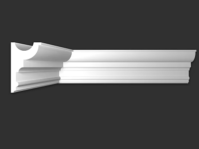 White Decorative Architectural Molding With Detailed Layered Design For Interiors 3d model