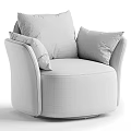 Single Sofa For Living Room With Neutral Tone Soft Pillows And Modern Textured Fabric