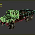 Vintage Green Military Truck With Open Cargo Bed And Large Wheels
