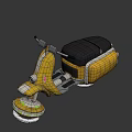 Futuristic Yellow Hover Motorcycle With Glowing Disk Black Seat And Storage Compartment