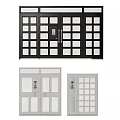 Modern Double Doors Design With Glass Panels And Black White Frames