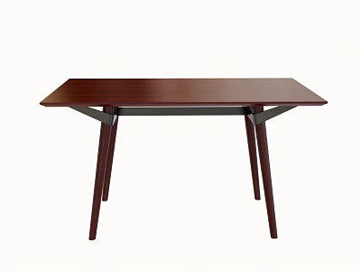 Modern Dark Brown Wooden Dining Table With Tapered Legs And Minimalist Design 3d model