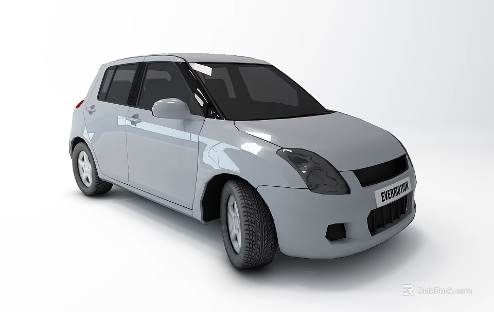 Shiny Silver Compact Car With Modern Exterior Design And Four Doors 3d model 