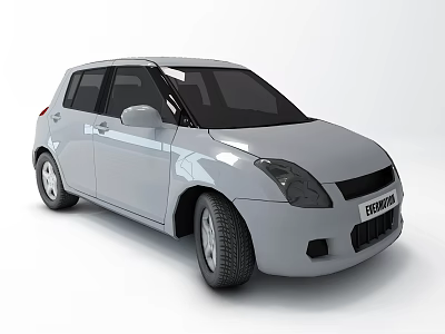 Shiny Silver Compact Car With Modern Exterior Design And Four Doors 3d model